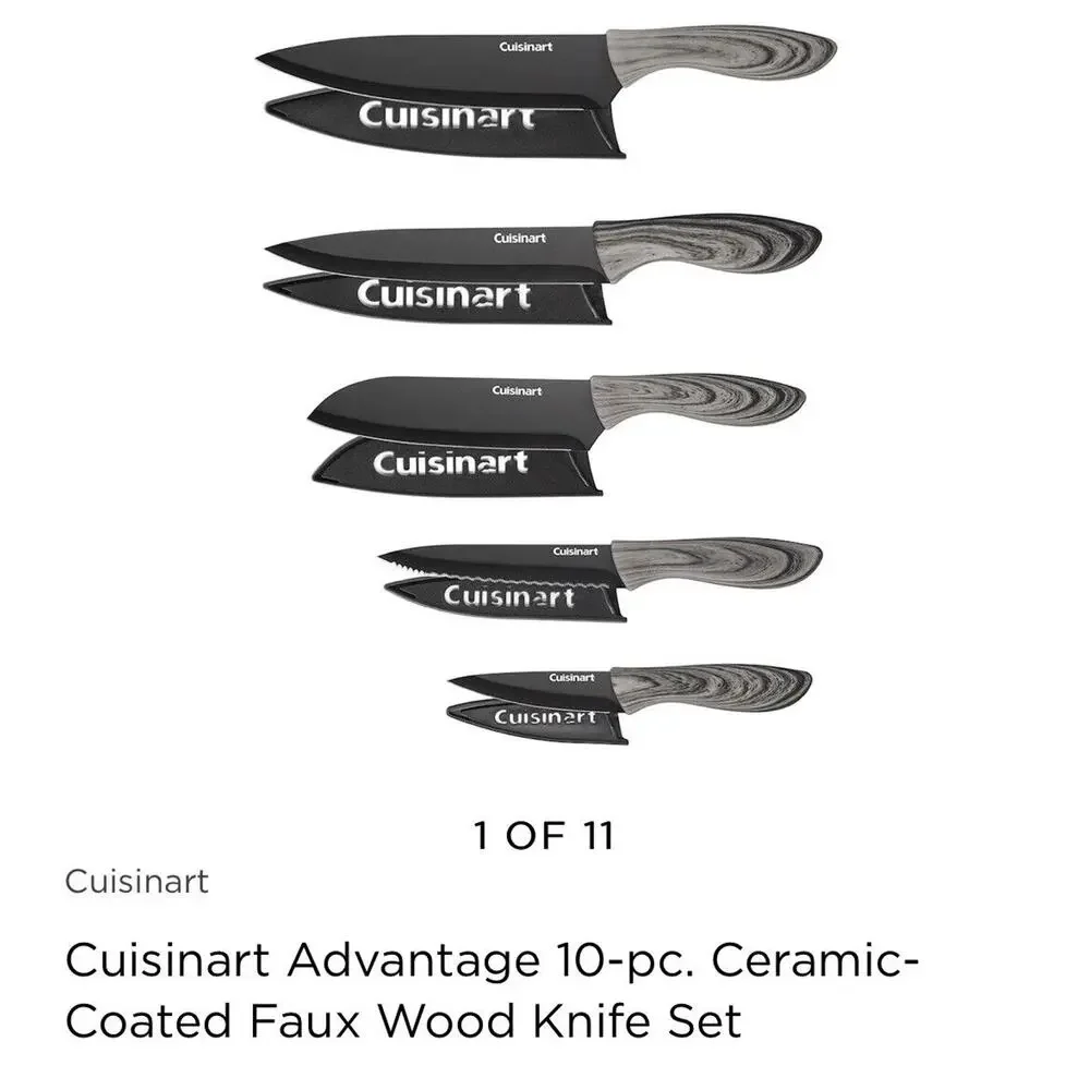 CUISINART ADVANTAGE 10PC CERAMIC COATED KNIFE SET FAUX MARBLE C55-10PBW